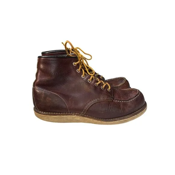 Vintage Red Wing Mens Leather Moc Toe Lace-Up Boots Size 10.5 Made in USA
