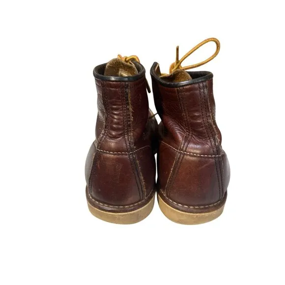 Vintage Red Wing Mens Leather Moc Toe Lace-Up Boots Size 10.5 Made in USA
