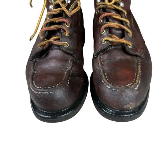 Vintage Red Wing Reddish Brown Leather Super Sole Lace‎ Up Work Boots Sz 8 D USA