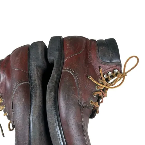 Vintage Red Wing Reddish Brown Leather Super Sole Lace‎ Up Work Boots Sz 8 D USA