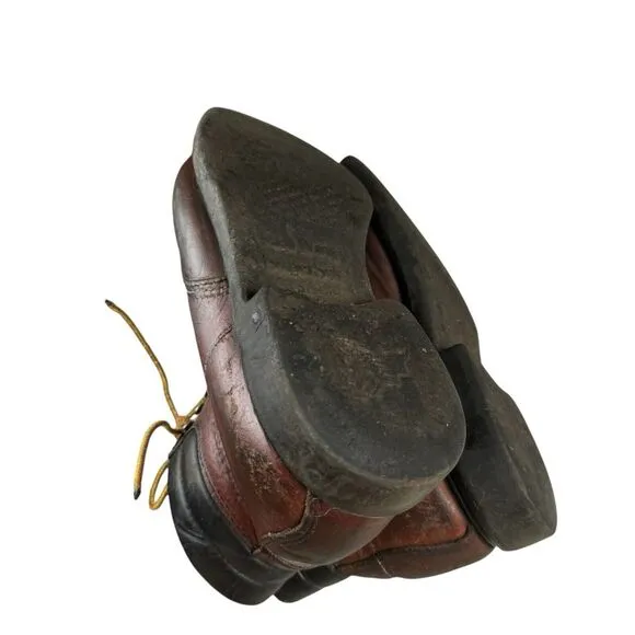 Vintage Red Wing Reddish Brown Leather Super Sole Lace‎ Up Work Boots Sz 8 D USA