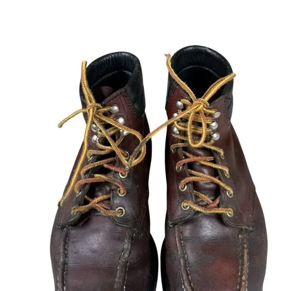 Vintage Red Wing Reddish Brown Leather Super Sole Lace‎ Up Work Boots Sz 8 D USA
