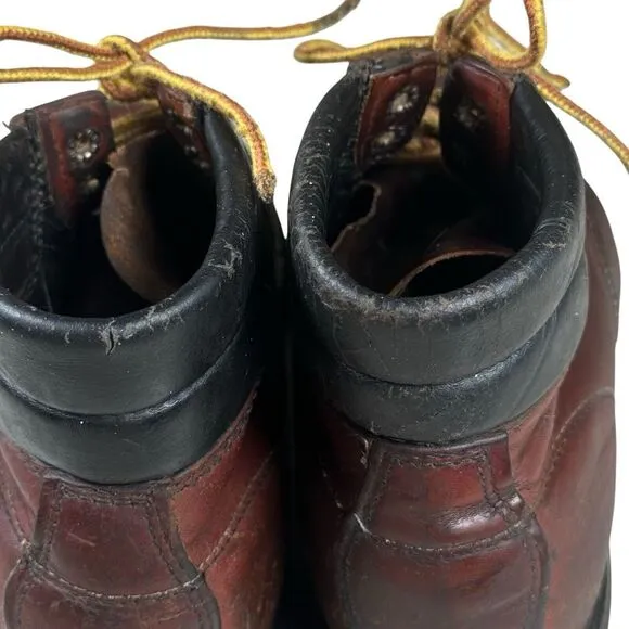Vintage Red Wing Reddish Brown Leather Super Sole Lace‎ Up Work Boots Sz 8 D USA