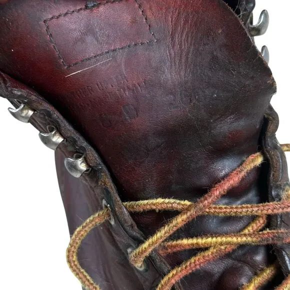 Vintage Red Wing Reddish Brown Leather Super Sole Lace‎ Up Work Boots Sz 8 D USA
