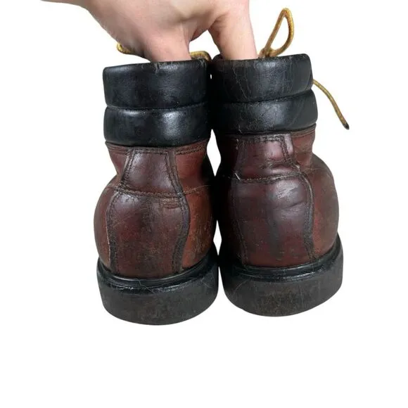 Vintage Red Wing Reddish Brown Leather Super Sole Lace‎ Up Work Boots Sz 8 D USA