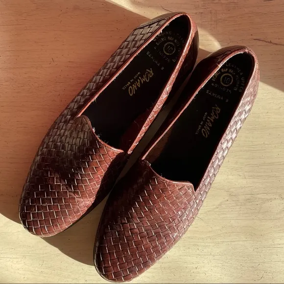 Vintage Romano Leather Woven Shoes