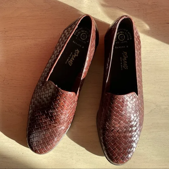 Vintage Romano Leather Woven Shoes