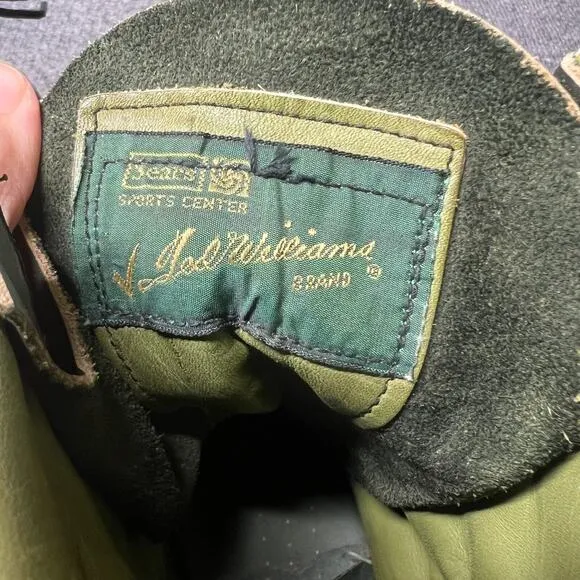 Vintage Ted Williams Sears Men's US 7.5 D Boot Green Leather Work Combat Boots
