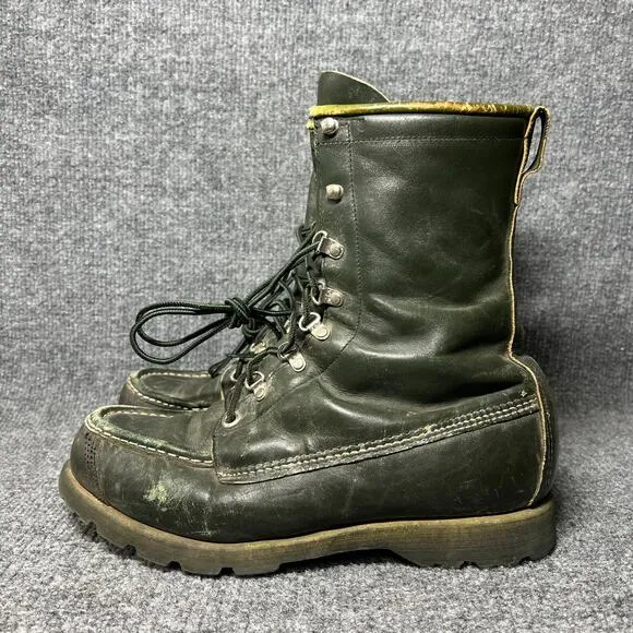 Vintage Ted Williams Sears Men's US 7.5 D Boot Green Leather Work Combat Boots