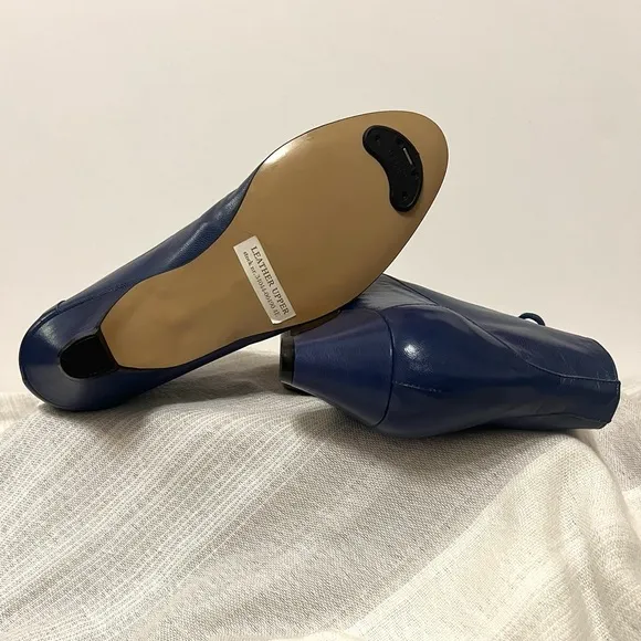 Vintage Town &amp; Country Royal Blue Italian Leather Ankle Boots with Laces…