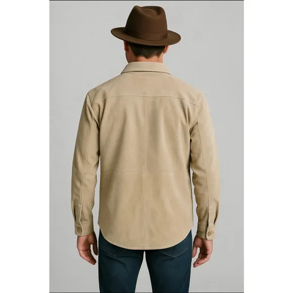 Vintage Unisex Bagatelle Tan Leather Shirt Jacket AUTHENTICATED BY GRAILED - M