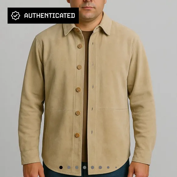 Vintage Unisex Bagatelle Tan Leather Shirt Jacket AUTHENTICATED BY GRAILED - M