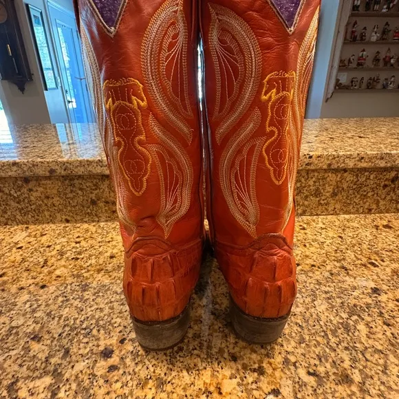 Vintage Vaquero Red Crocodile Caiman Boots Mens Size 7