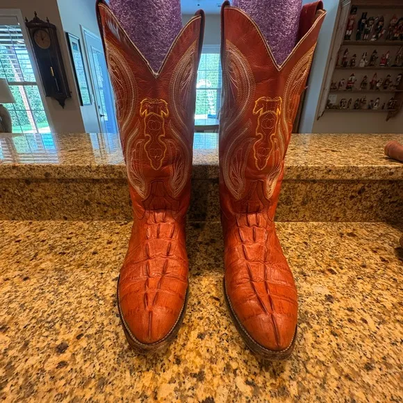 Vintage Vaquero Red Crocodile Caiman Boots Mens Size 7