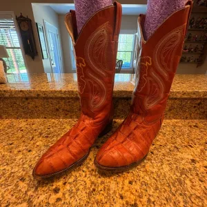 Vintage Vaquero Red Crocodile Caiman Boots Mens Size 7