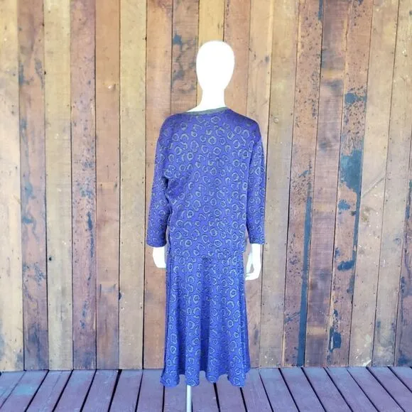 Vintage Vermillion 1960/1970's Purple Animal Print Sweater/Skirt Set