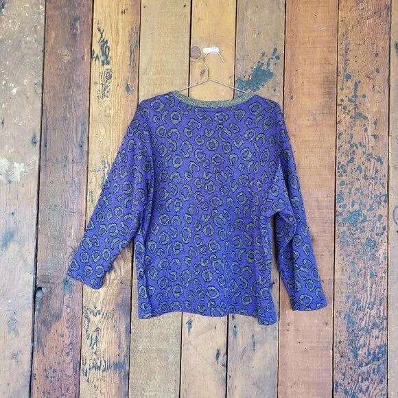 Vintage Vermillion 1960/1970's Purple Animal Print Sweater/Skirt Set