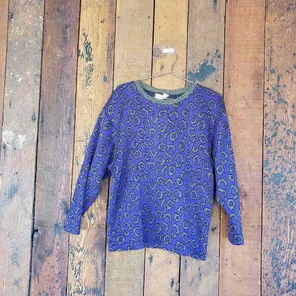 Vintage Vermillion 1960/1970's Purple Animal Print Sweater/Skirt Set
