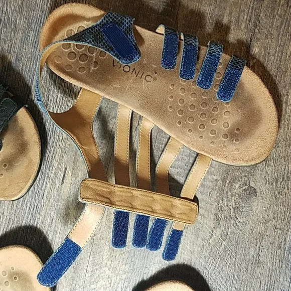 VIONIC 9 Wide 2 Pair BUNDLE Black Blue Heel Strap adjustable sandal Mermaid Cage