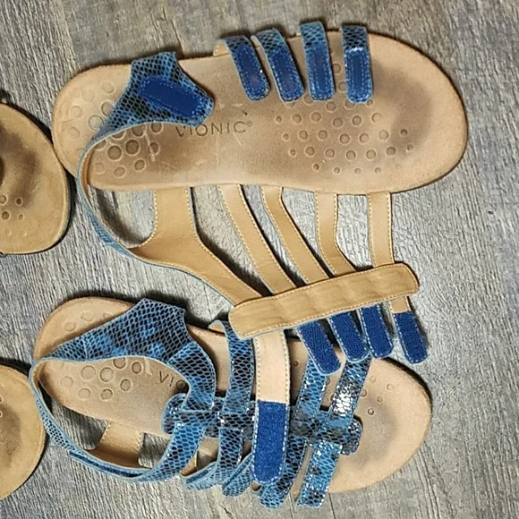 VIONIC 9 Wide 2 Pair BUNDLE Black Blue Heel Strap adjustable sandal Mermaid Cage