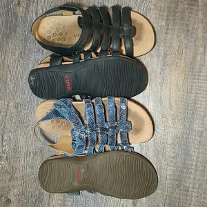VIONIC 9 Wide 2 Pair BUNDLE Black Blue Heel Strap adjustable sandal Mermaid Cage