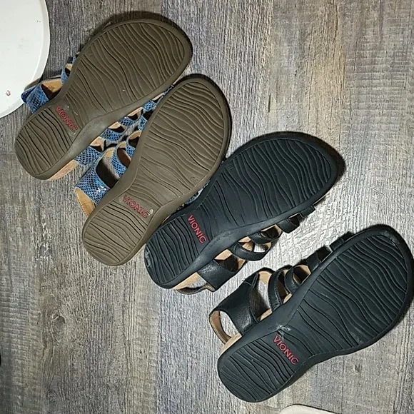 VIONIC 9 Wide 2 Pair BUNDLE Black Blue Heel Strap adjustable sandal Mermaid Cage