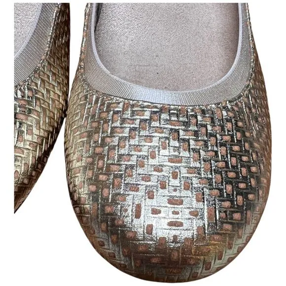 VIONIC Anita Women Sz 8.5 Gold Champagne Ballet Flat Shoes Arch Support Comfort