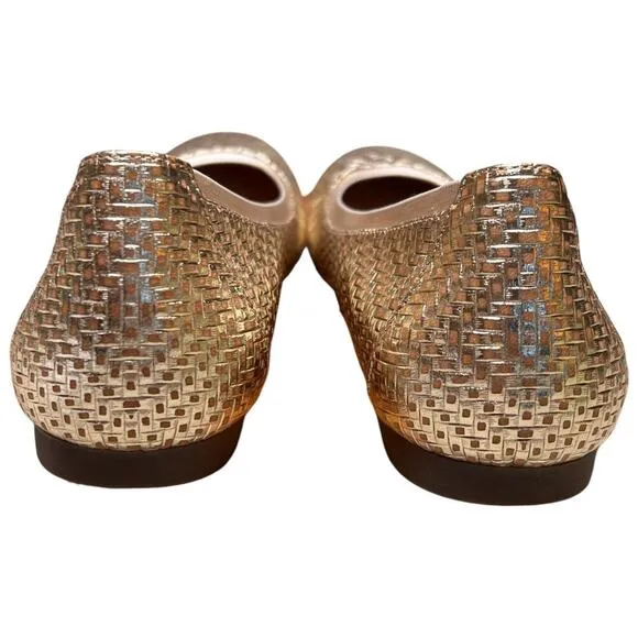 VIONIC Anita Women Sz 8.5 Gold Champagne Ballet Flat Shoes Arch Support Comfort