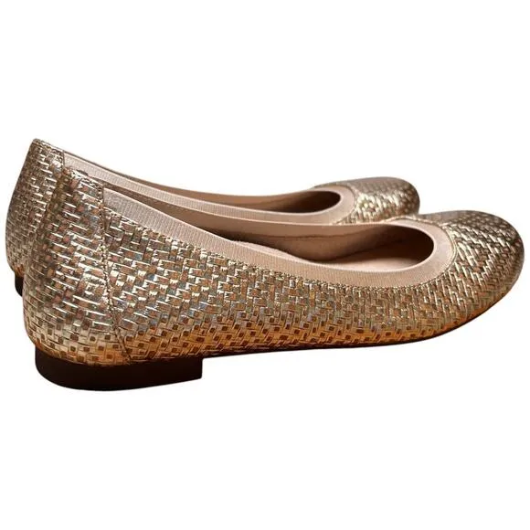 VIONIC Anita Women Sz 8.5 Gold Champagne Ballet Flat Shoes Arch Support Comfort