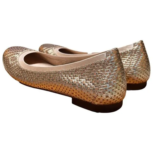 VIONIC Anita Women Sz 8.5 Gold Champagne Ballet Flat Shoes Arch Support Comfort