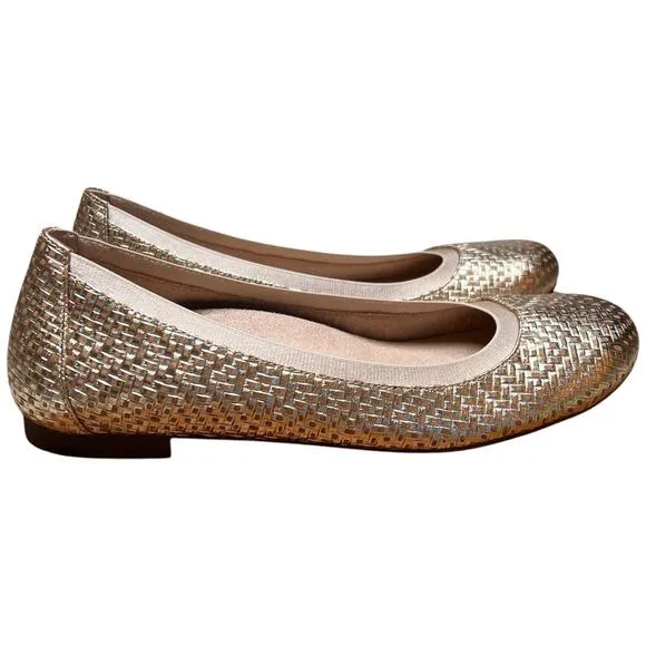 VIONIC Anita Women Sz 8.5 Gold Champagne Ballet Flat Shoes Arch Support Comfort