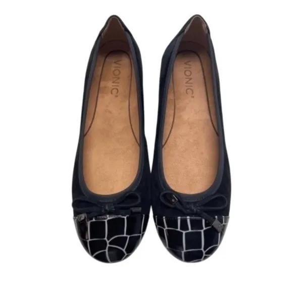 Vionic Ballet‎ Flat Shoes Minna Women Size 6 Black Bow