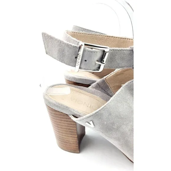VIONIC Kaia Grey Suede Peep Toe‎ Sandals - Size7