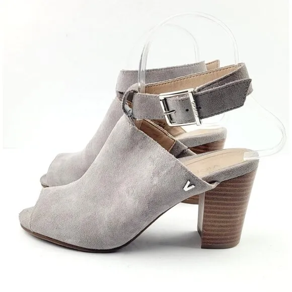 VIONIC Kaia Grey Suede Peep Toe‎ Sandals - Size7