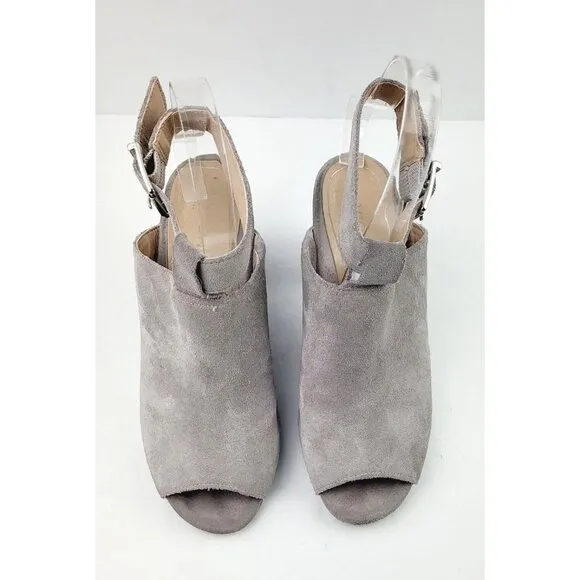 VIONIC Kaia Grey Suede Peep Toe‎ Sandals - Size7