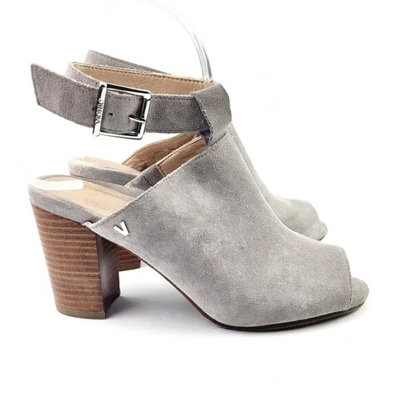 VIONIC Kaia Grey Suede Peep Toe‎ Sandals - Size7