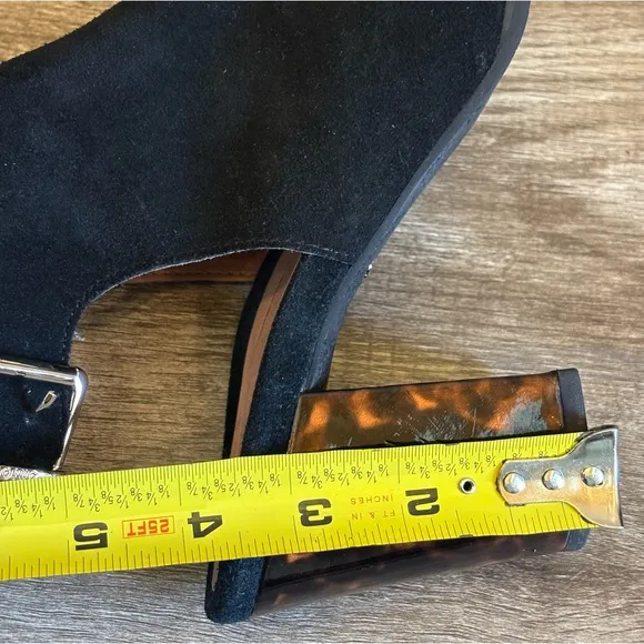 Vionic Lacey Tortoise Open Heel Black Suede Leather Shoes
