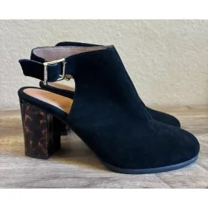 Vionic Lacey Tortoise Open Heel Black Suede Leather Shoes