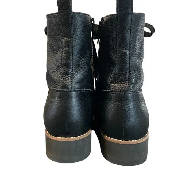 Vionic Lani Black Leather Combat Boots Size 8