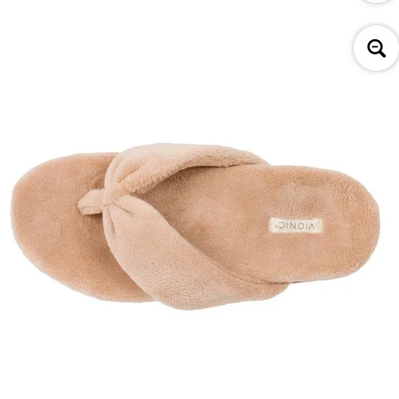 Vionic Lydia Terry Thong Slippers in Ginger Root Beige Arch Support Shoes Sz 8