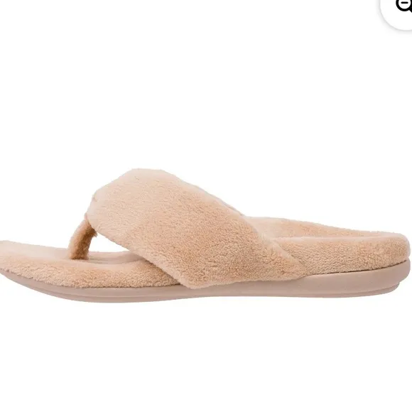 Vionic Lydia Terry Thong Slippers in Ginger Root Beige Arch Support Shoes Sz 8