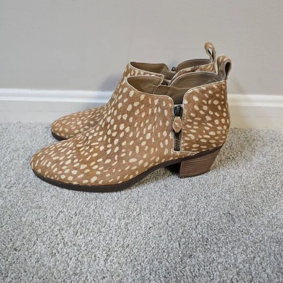 Vionic Womens Cecily Cow Hair Deer Print‎ Ankle Booties Size 11