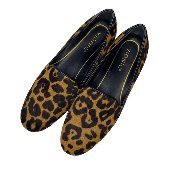 Vionic Women's Willa slip on Flat Shoes Size 6.5 Leopard Calf Hair
