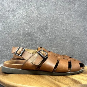 VIONIC Gil Brown Leather Adjustable Buckle Sling Fisherman Sandals Men's Size 12