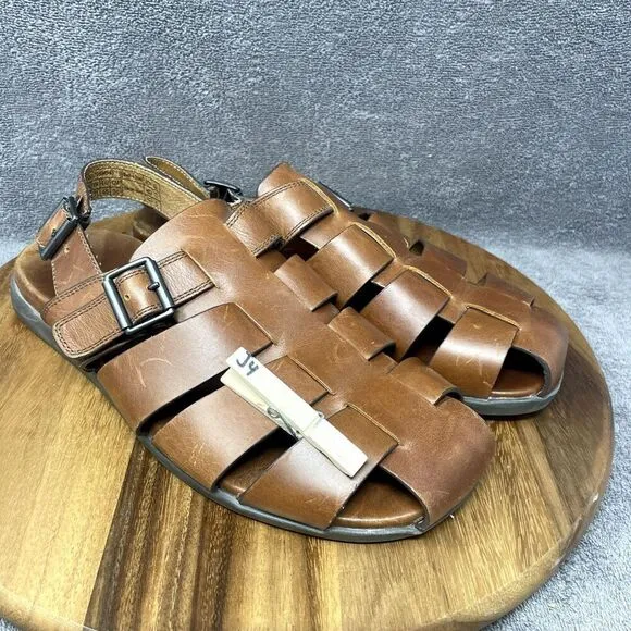 VIONIC Gil Brown Leather Adjustable Buckle Sling Fisherman Sandals Men's Size 12