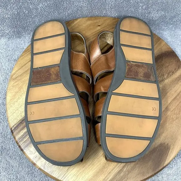 VIONIC Gil Brown Leather Adjustable Buckle Sling Fisherman Sandals Men's Size 12