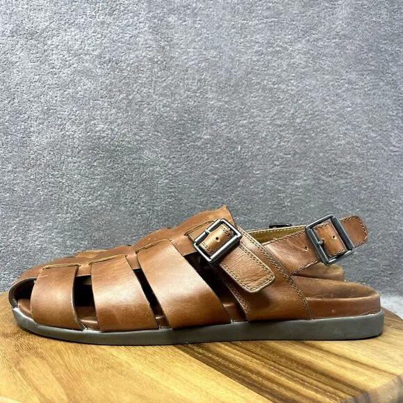 VIONIC Gil Brown Leather Adjustable Buckle Sling Fisherman Sandals Men's Size 12