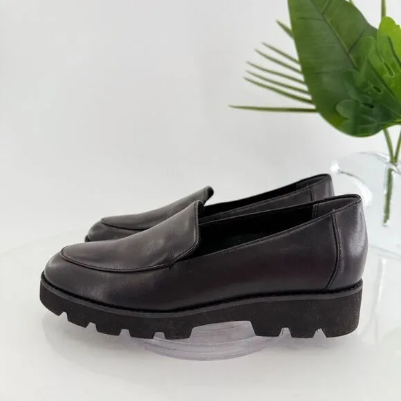 Vionic Shoes Kensley Womens Size 5 Black Leather Comfort Loafer Chunky Slip On
