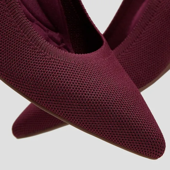 Vivaia Wedge Heel Knit Pointed Toe Slip On  Shoes Burgundy EU/38.5 US/7.5