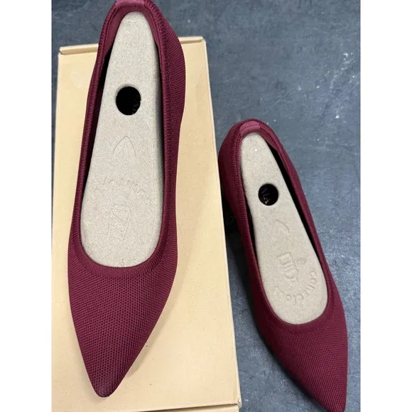 Vivaia Wedge Heel Knit Pointed Toe Slip On  Shoes Burgundy EU/38.5 US/7.5